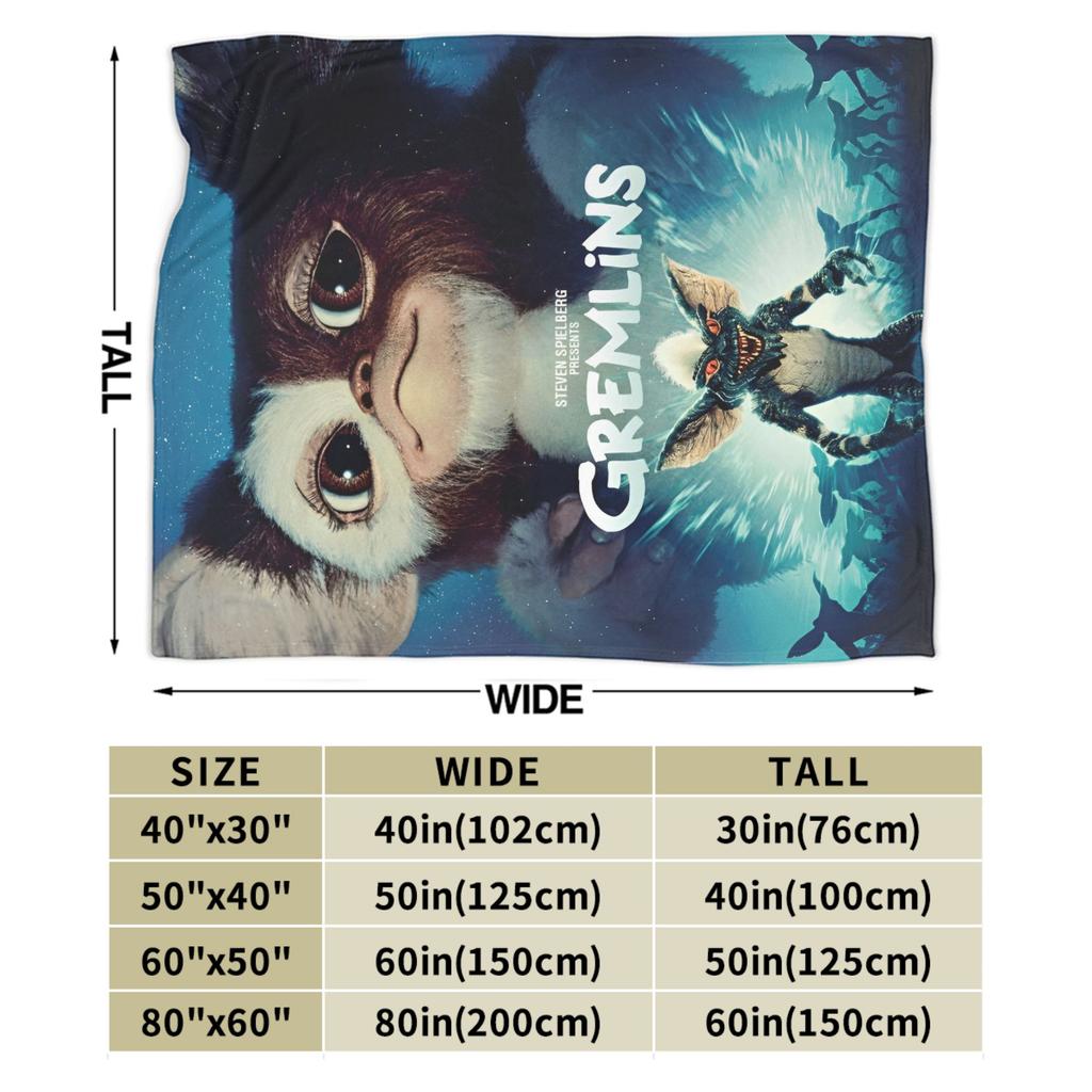 Gizmo Mogwai Monster Gremlins Blankets Camping Flannel Throw Blanket For Outdoor Soft Custom Quality Bedspread Gift Idea