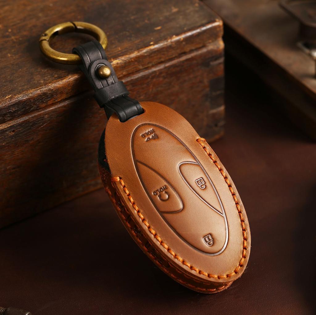 The Key Bag Is Suitable for Korean Hyundai Car Key Cover, Purely Handmade High-end Protective Cover, Cowhide Products, Genuine Leather.