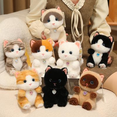 Cat Plush Toys Simulated Cat Stuffed Doll Kawaii Plushies Keychain Backpack Pendant Simulated Animal Decor Toys Birthday Gifts
