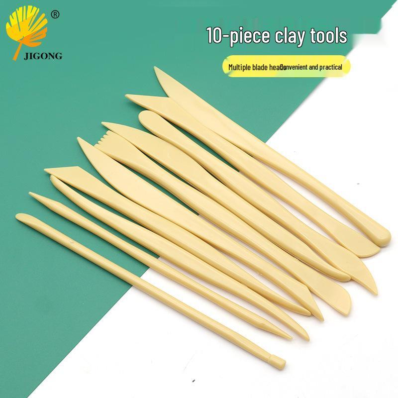 10-Piece Handmade Clay Carving Knife & Woodcut Tools Set for DIY Pottery, Portable & Practical