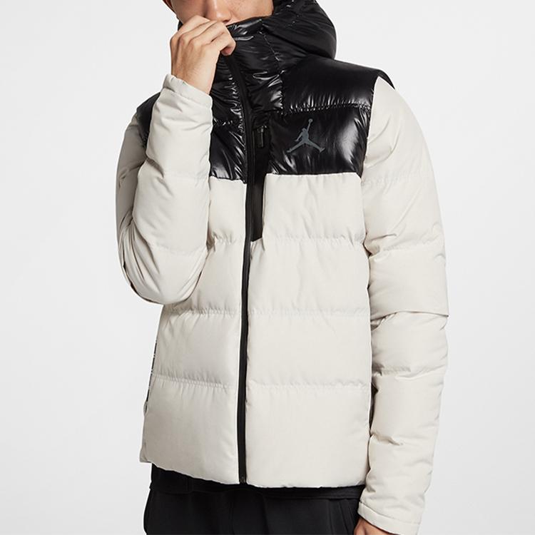 Jordan Winter Hooded Patchwork Down Jacket Men Outerwear White 924676-072