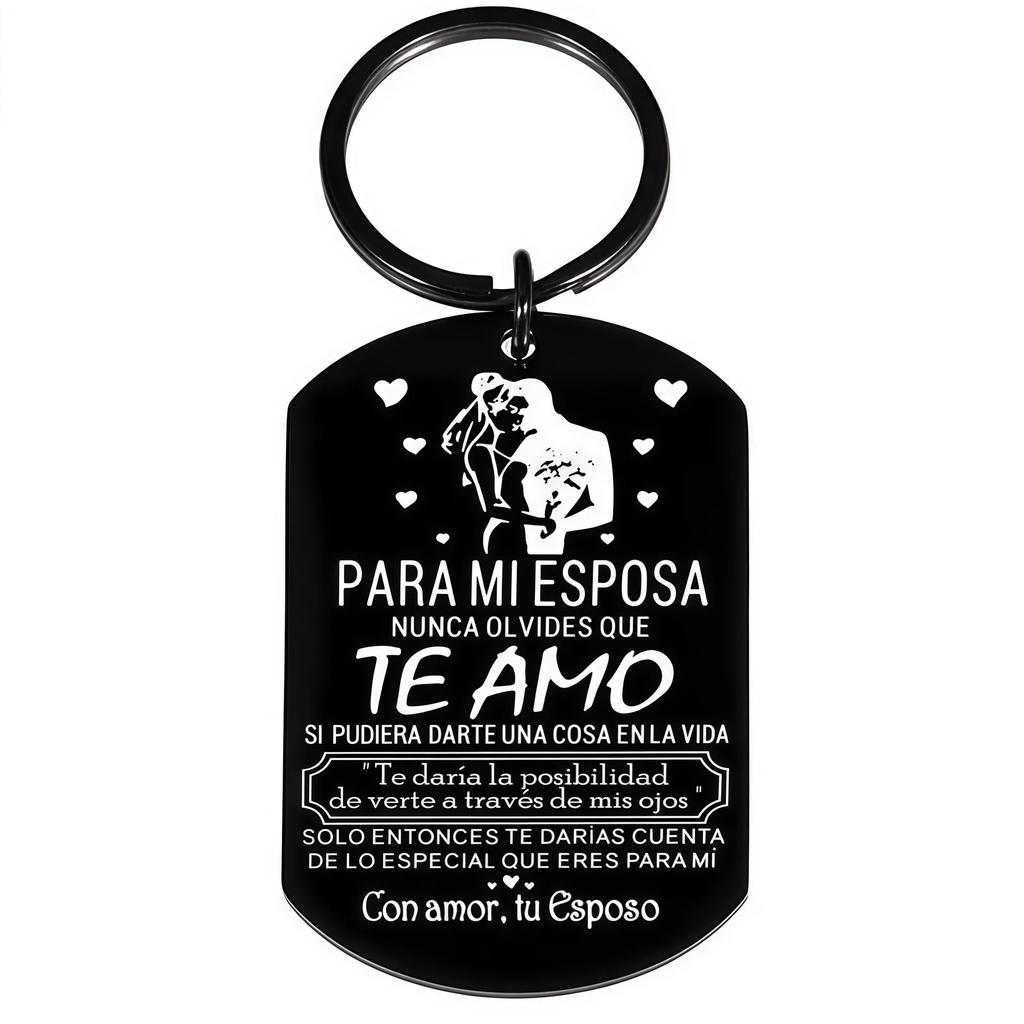 Engravable Stainless Steel Couple Dog Tag Keychain – Unisex Wedding Anniversary/Valentine's Day Gift