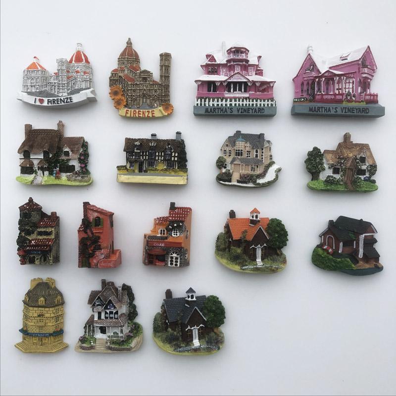 European Countries Villa Fridge Magnets Message Board Magnetic Stickers CHildren Gifts Home Decoration Fridge Stickers