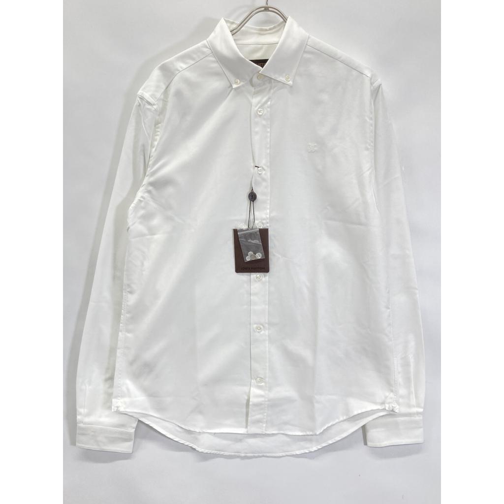 LOUIS VUITTON 14Stainless Steel One Point Intro Long Sleeve Button Down Shirt tops XL whiteUsed
