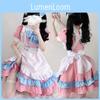 Süßes Rosa Dienstmädchen-Outfit Mit Katzenpfoten-Dekoration Für Cosplay Und Halloween