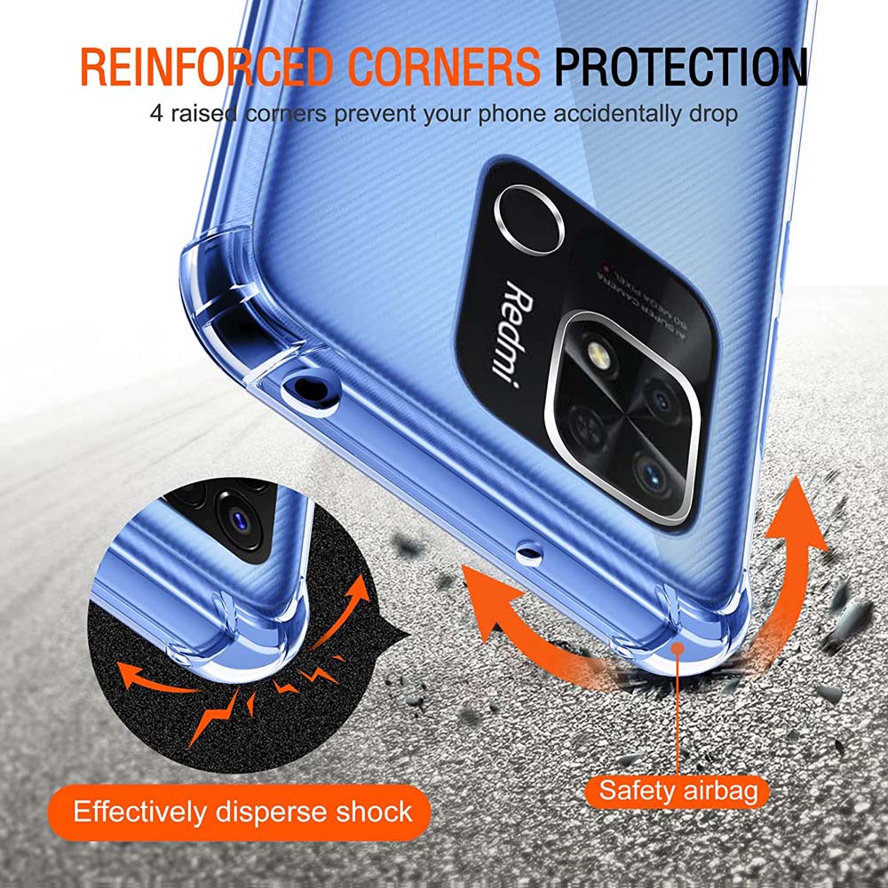 Thick Shockproof Silicone Clear Phone Case For Xiaomi Redmi 10A 13C 4G 12 5G 12C 10 Prime 10C 9C 9A Protection Case Back Cover