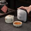 Portable Ru Kiln Travel Tea Set Ceramic Plum Blossom Fast Cup 1 Pot 1 Cup for Outdoor Office Camping Solo Use Gift