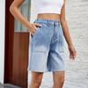 IHUASU Spring Summer Washed Casual Gradient 5/10 Denim Shorts