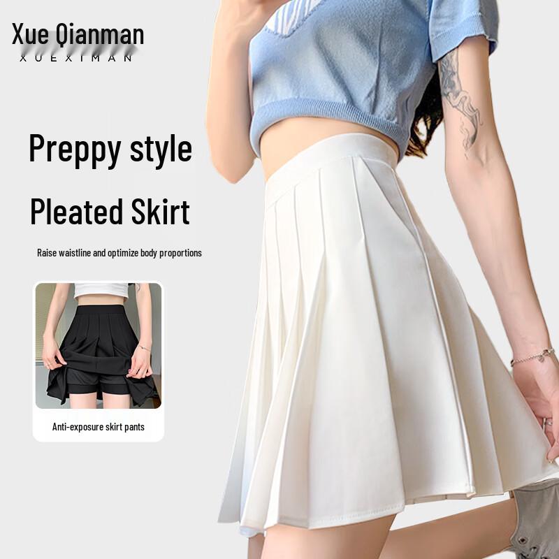 

Xue Qiman Women s High-Waist Pleated Mini Skirt