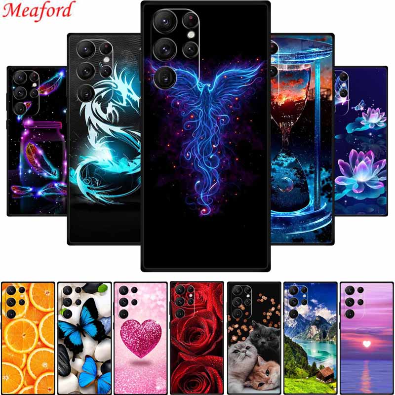 For Samsung S22 / S23 Ultra Case S23Ultra Black Silicone Soft Phone Case For Samsung Galaxy S22 Ultra Back Cover Case S 23 Ultra