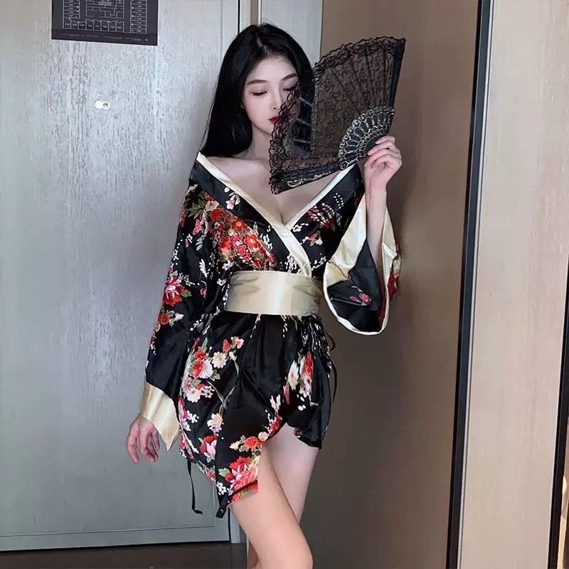 Japanese Kimono Red Uniform Cosplay Sexy Lingerie Waist Belt Pajama Temptation Costumes Pajamas For Women Underwear Sex Dress
