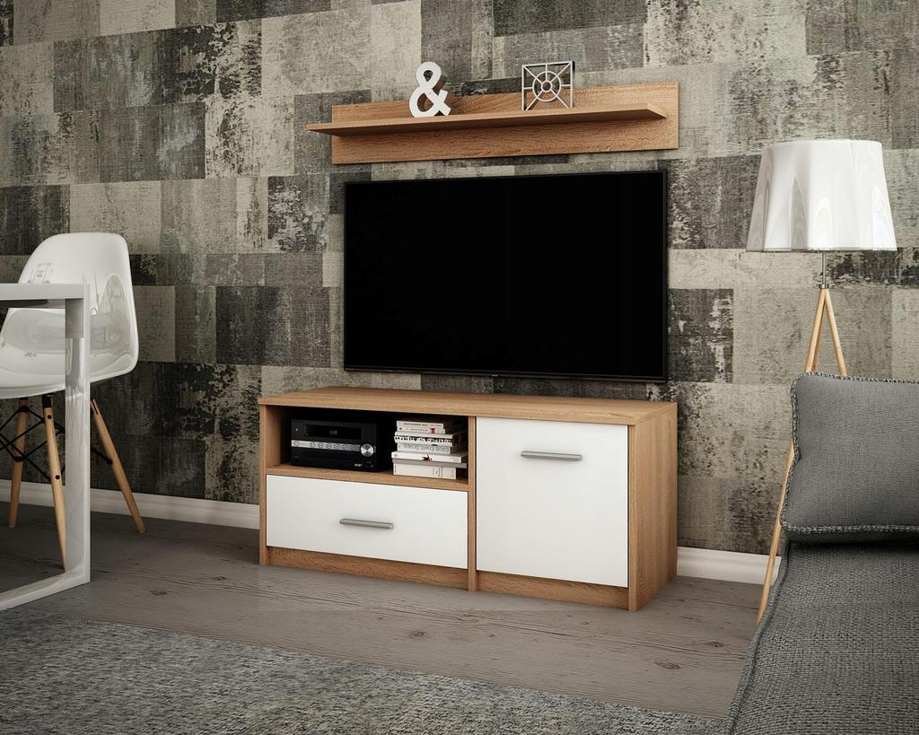 Tv Table Cabinet Bodo 1D1S White-Sonoma Shelf
