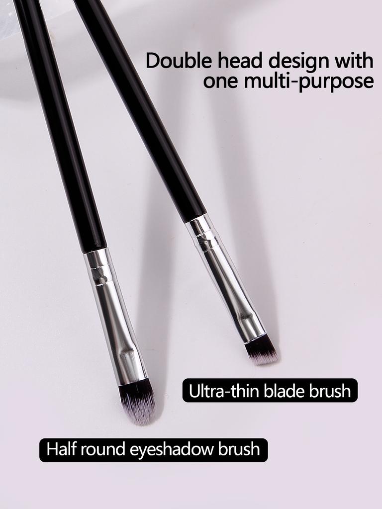 2pcs portable double head eyeshadow brush eyebrow brush eye brush face down to lie silkworm detail eye makeup brush