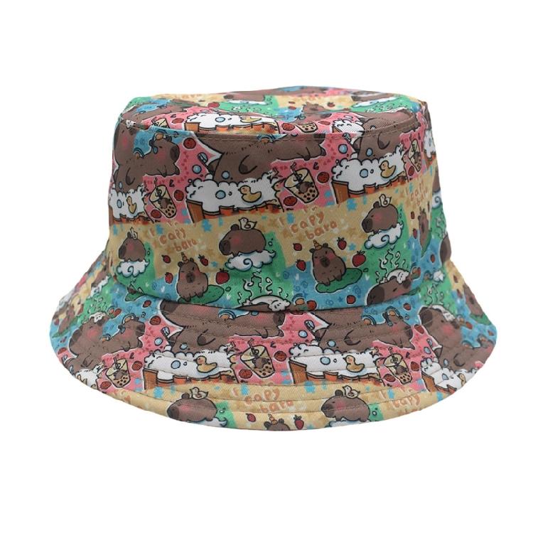 Eye Catching Capybara Bucket Hat Outdoor Sports Hat Stylish Streetwear Hat for Both Men and Women