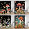 Vintage Mushroom Shower Curtain Astrology Magic Starry Night Flower Frog Mandala Dark Bathroom Curtain Plant Home Decor for Bath