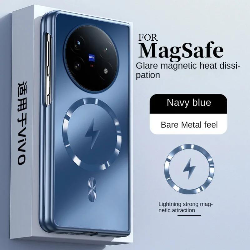 

Superior Frosted Bezel-less Metal Feel Phone Case for VIVO X Fold 5 3 Pro Shockproof Magnetic Hard PC Slim Armor Protect Cover vivo X Fold3 Pro синий