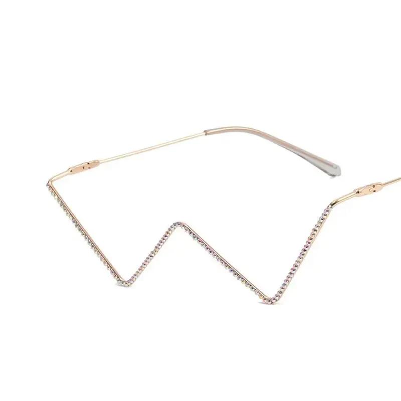 Vintage Diamond Decoration No Lens Half Metal Glasses Frames Woman Luxury Eyewear Popular Fashion Eyeglasses Frame Gold Silver