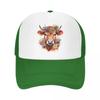Custom Fashion Highland Cow And Flower Baseball Cap Women Unisex Breathable Trucker Hat PerforUnisexce Snapback Caps