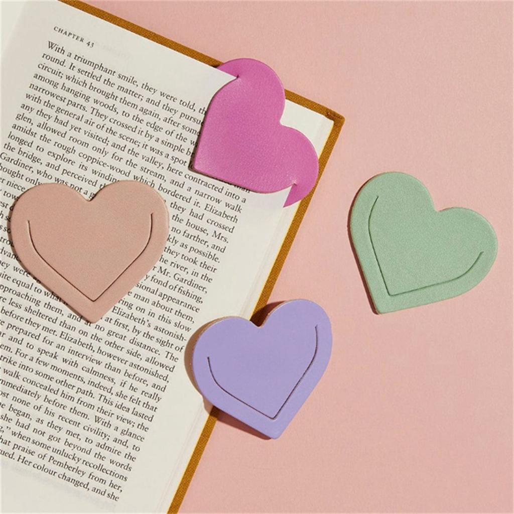 10 Pcs Bible Bookmarks Page Marker PU Leather Bookmarks Heart Shaped Page Marker Simple Book Markers Reading Supplies