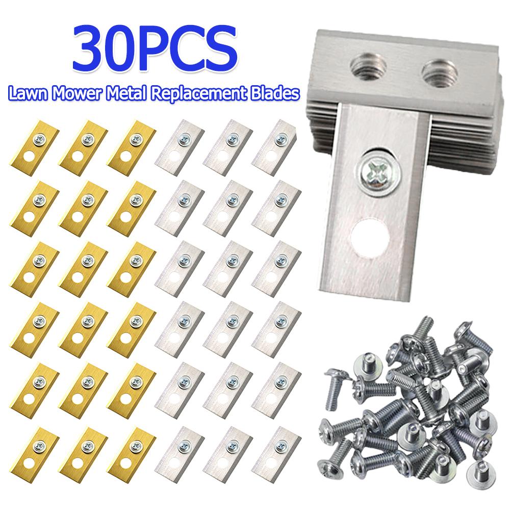With Washers & Screw Lawn Cutting Blade 30Pcs Lawn Mower Blades Wear Resist Stainless Steel Mower Blade Set Lawn Mower Supplies