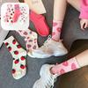 Cute Harajuku Strawberry Love Sweet Socks Middle Tube Breathable  Autumn And Winter Casual Socks