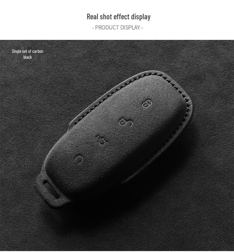 Full-Coverage Suede Key Case for BYD D9, N7, N8, and X with Side Snap Button