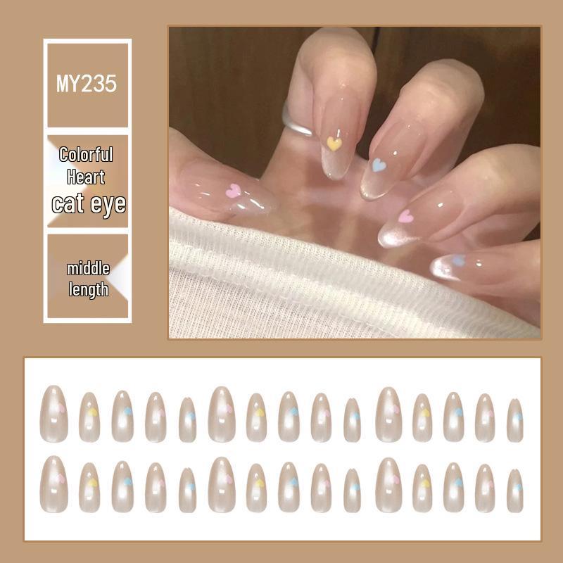 Chasing Light Cat's Eye Crystal Nails: Handmade, Detachable, Flash Diamond Design for Trendy, Stylish Looks.