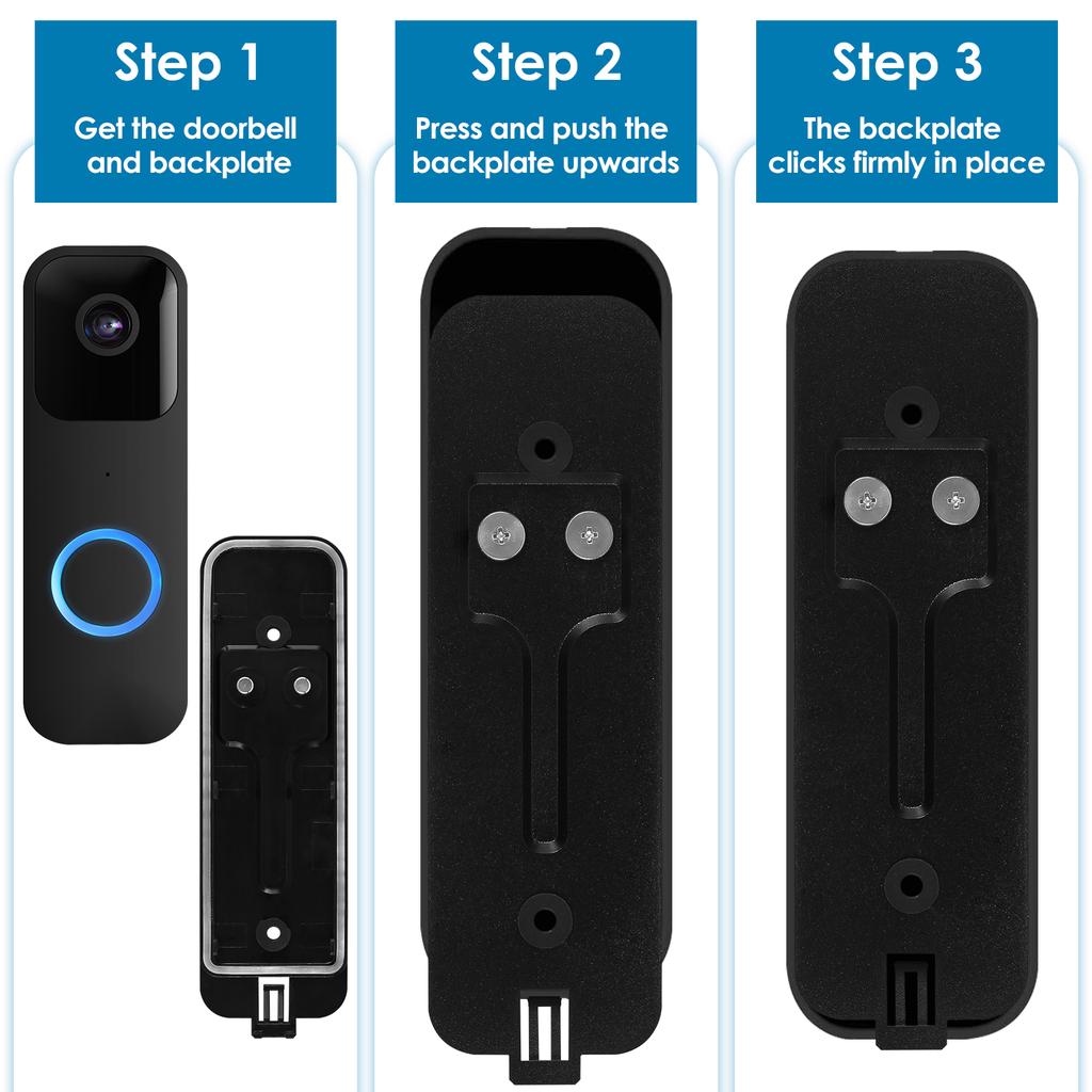 2Pcs New Doorbell Backplate Plastic Safe Doorbell Mounting Bracket with Screws for Home Office Apartment Dorm Not Block Doorbell