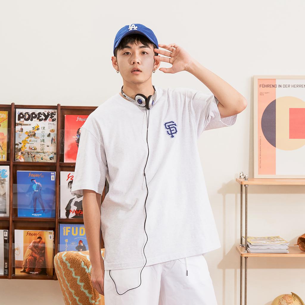 New MLB Set In Sleeve T Shirt Unisex Light Heather Gray 3ATSI0333-14MGL