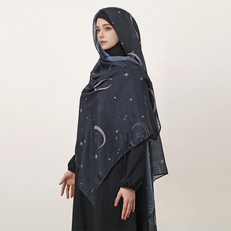 Watercolour Floral Printed Hijab Scarf Long Modal Breathable Light Weight Soft Shawl Cotton Rayon Viscose Woven Women Headban