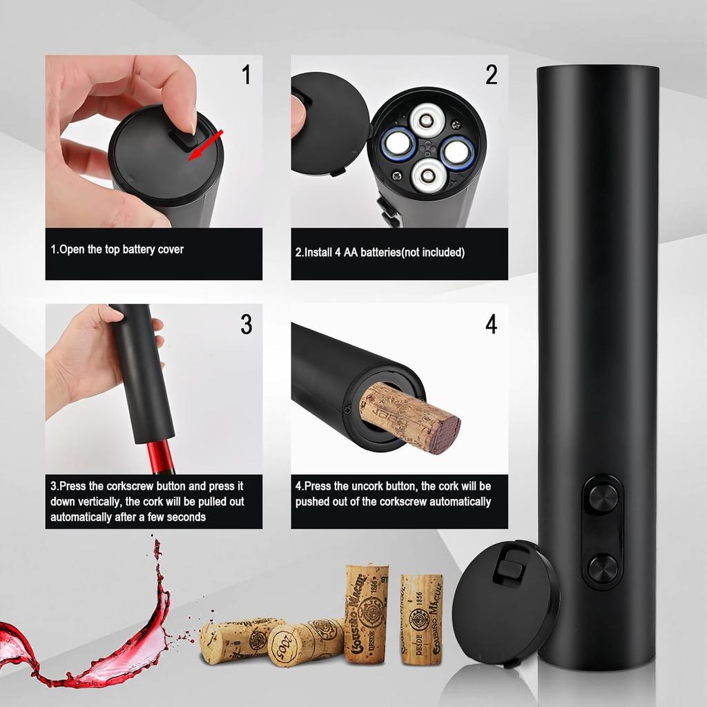 Electric Wine Opener Battery Operated Wine Bottle Opener Cordless Automatic Corkscrew Fast Cork RemovalBar Party Restaurant