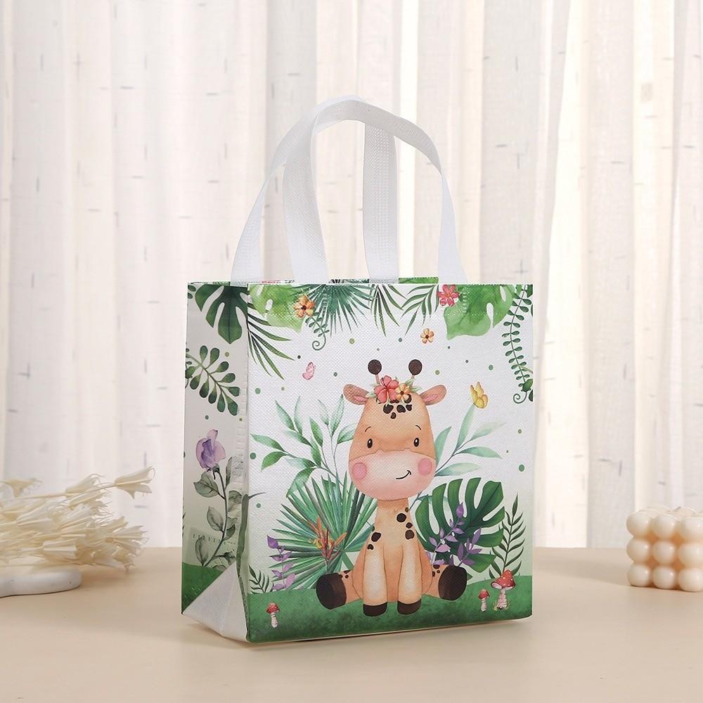 5pcs Jungle Animal Theme Goodie Handbag Non Woven Shopping Bags New Gift Treat Bags Party Supplies