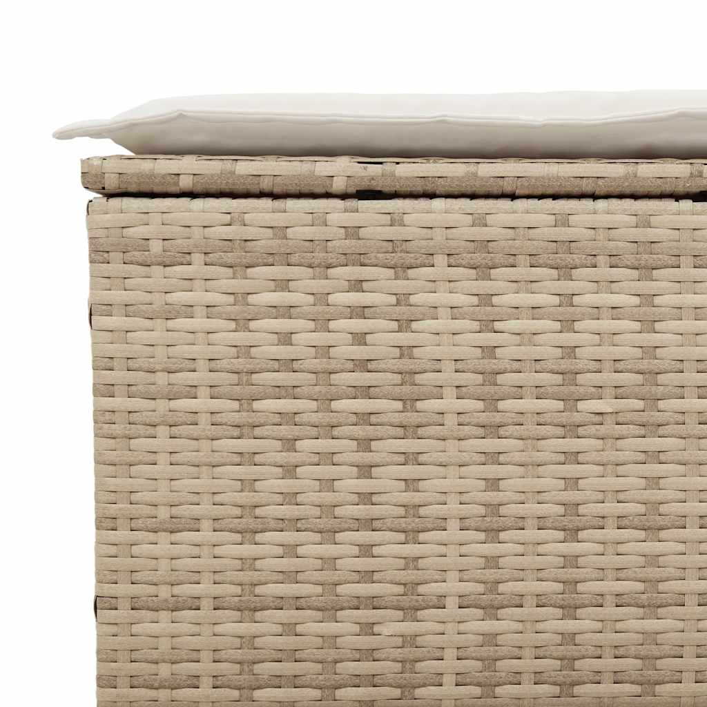 3 Seater Garden Sofa with Cushions Beige Poly Rattan