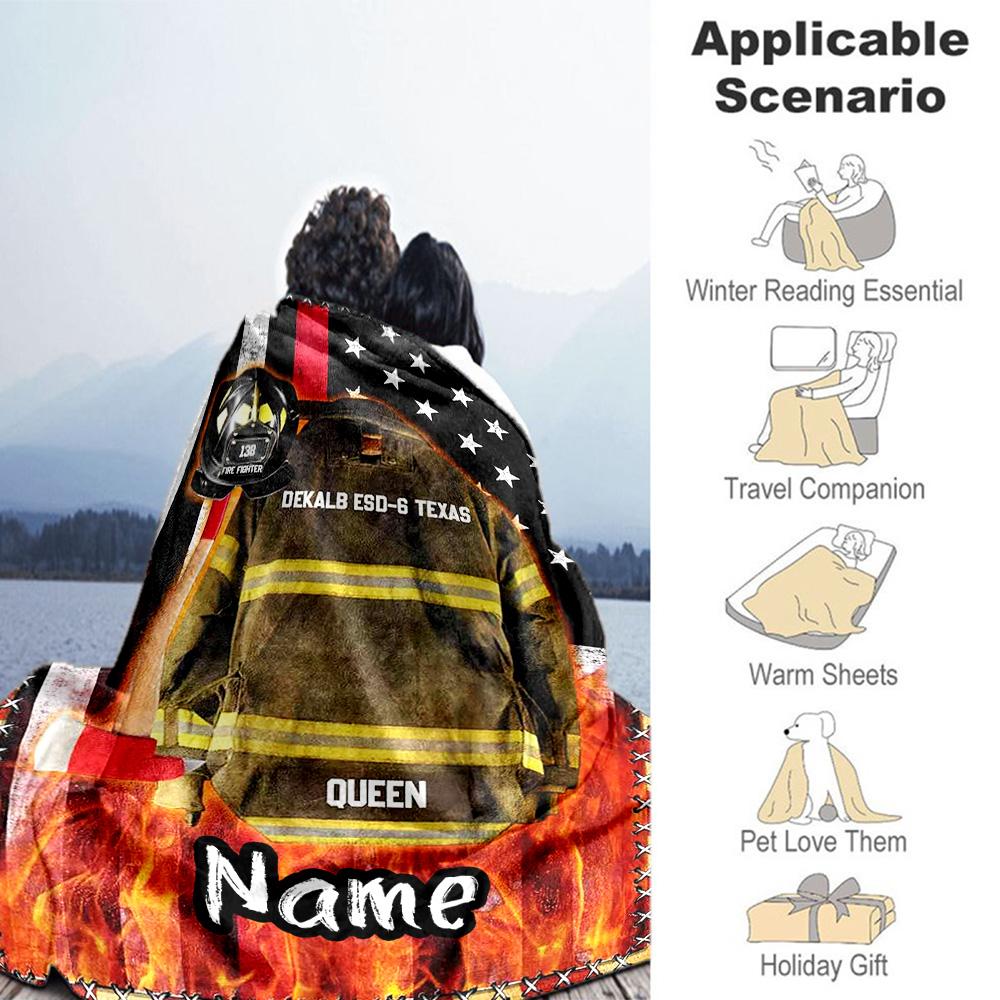 Firefighter Customize Your Name Blanket Lightweight Personalized Blanket Warmthful Decor Great for Office Seaside Livingroom Picnics All-Season Use