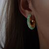 Natural Stone Earrings Stainless Steel Bohemia Hoop Earrings Vintage Aesthetic Multi Color Exquisite Zircon Women
