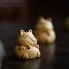 Chinese Yixing Purple Clay Tea Pet Handmade Sculpture Animal Ornaments Lucky Cat Statue Decoration Desktop Decors Crafts Tea Set