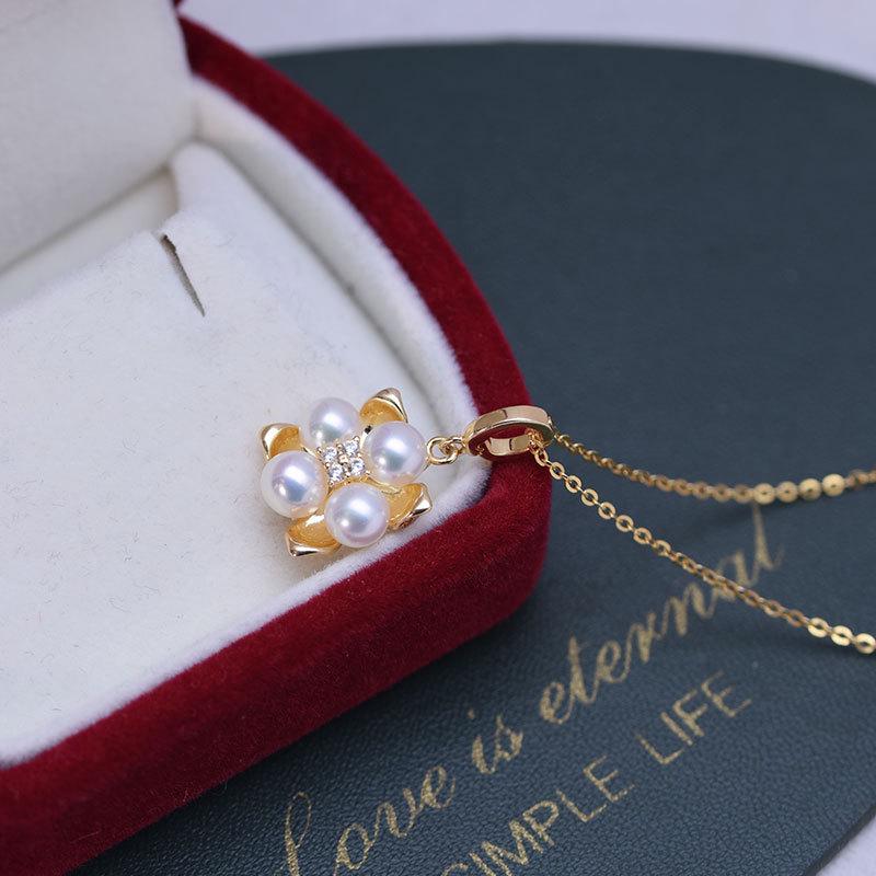 Hochelastische Süßwasserperlen-Anhänger-Halskette, 5-6 mm, mit S925 Silberkette