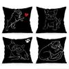 French Bulldog With White Lines Cushions Pillowcase Polyester Cushion Cover Throw Pillow Pillowcover Home Car Sofa Decor