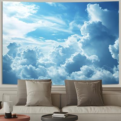Sky Blue Clouds Sunny Clouds Landscape Tapestry Wall Hanging Home Decor for Living Room Bedroom Dorm Perfect Gift for Holiday