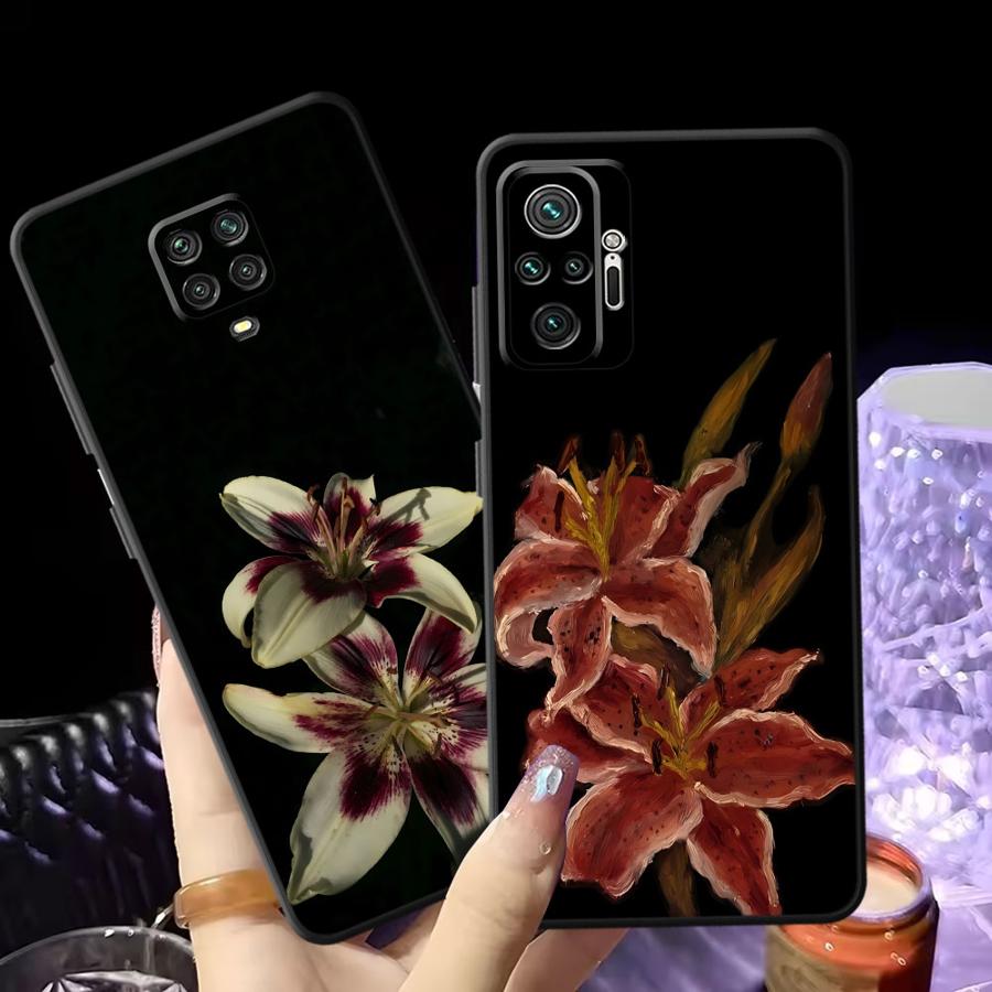 Lily Orchid Flower Print Funda Phone Cover Case for Xiaomi Redmi Note 9 7 8 12 Pro 11s 12s 10S 9S 10 14 11 13 Pro Plus