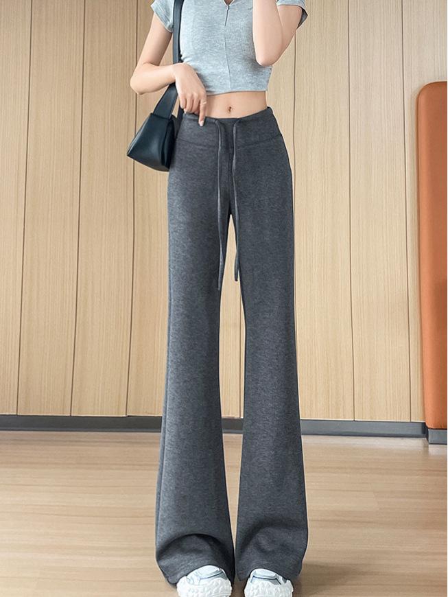 

Women s High Waist Flared Pants - Slimming Spring/Summer Sports Sweatpants for Pear-Shaped Bodies Large чёрный