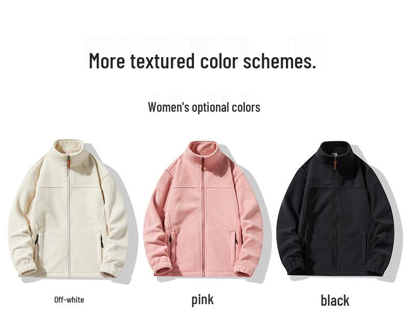 Men's Plus Size Versatile Winter Fleece Jacket with Stand-Up Collar and Windproof Design