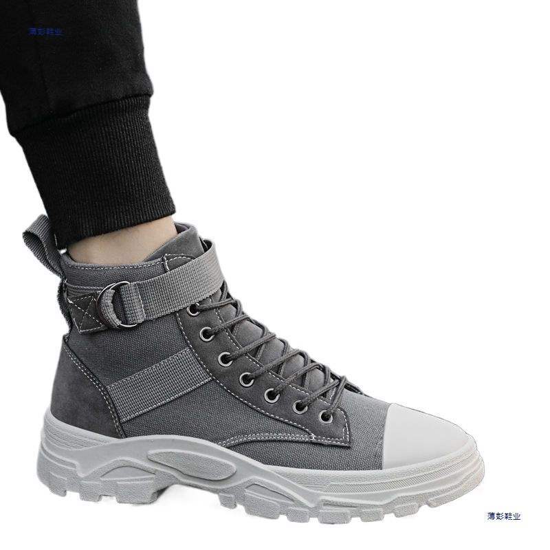 Summer breathable Martin boots canvas high-top shoes platform non-slip shoes British tooling boots
