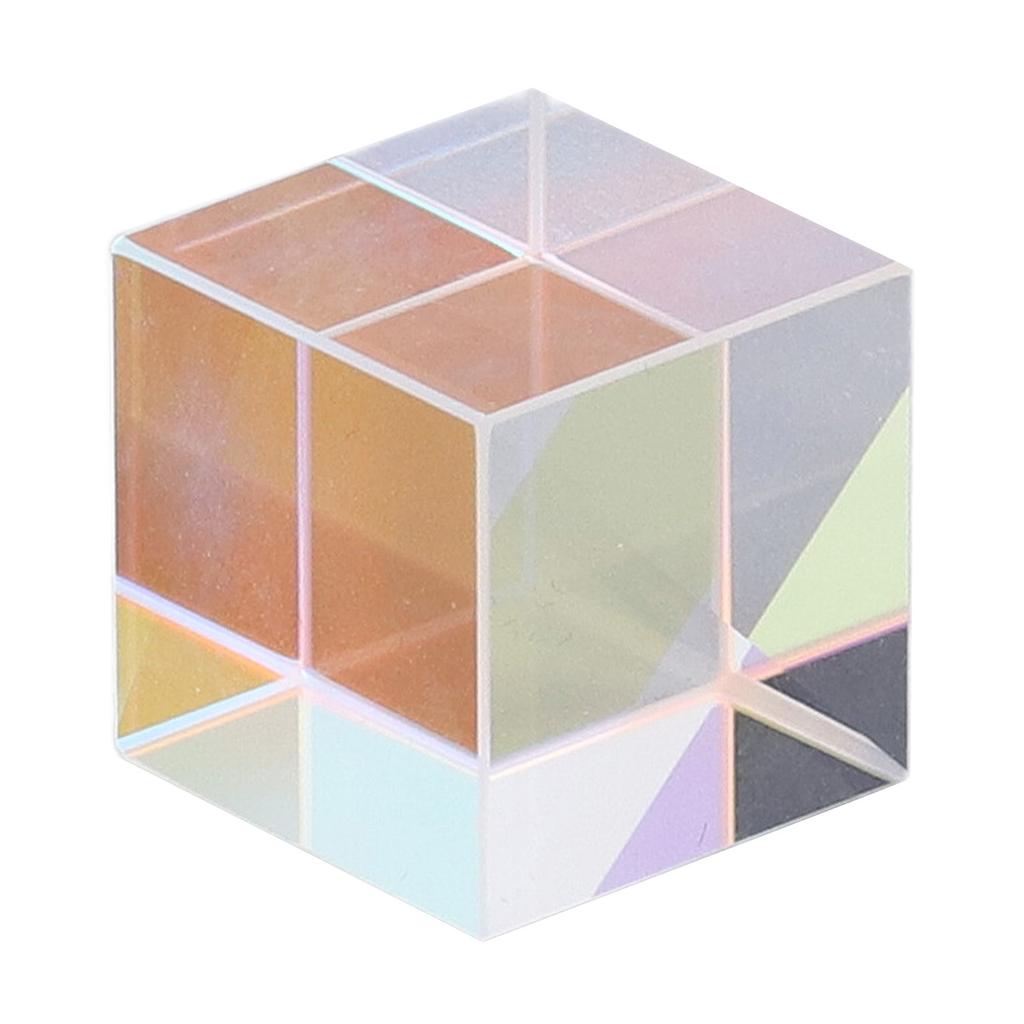 Dichroic Cube Prism Colorful Glass Cube Prism for Physics Teaching Research Decoration Art Education 18x18x18mm