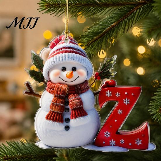 Reusable Christmas Tree Hanging Ornaments 2D Snowman Ornaments, Personalized Letter for Tree, Initial Ornament, Ornament DIY Xmas Decor 2026 Memorial