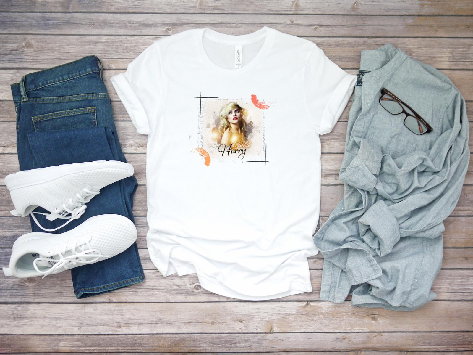 Blondie Singer Debbie Harry Picture Short Sleeve White Men T-shirt D221 XL