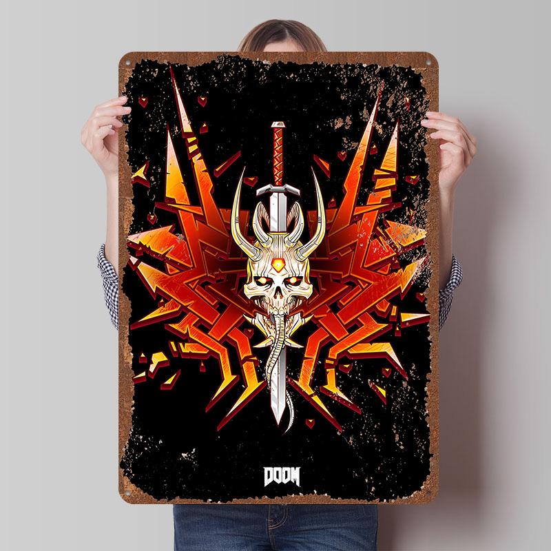 DoomS Tinplate Posters Custom Wall Art Vintage Metal Signs Retro Tin Plaque for Bedroom Decoration Gaming Home Decor Accessories