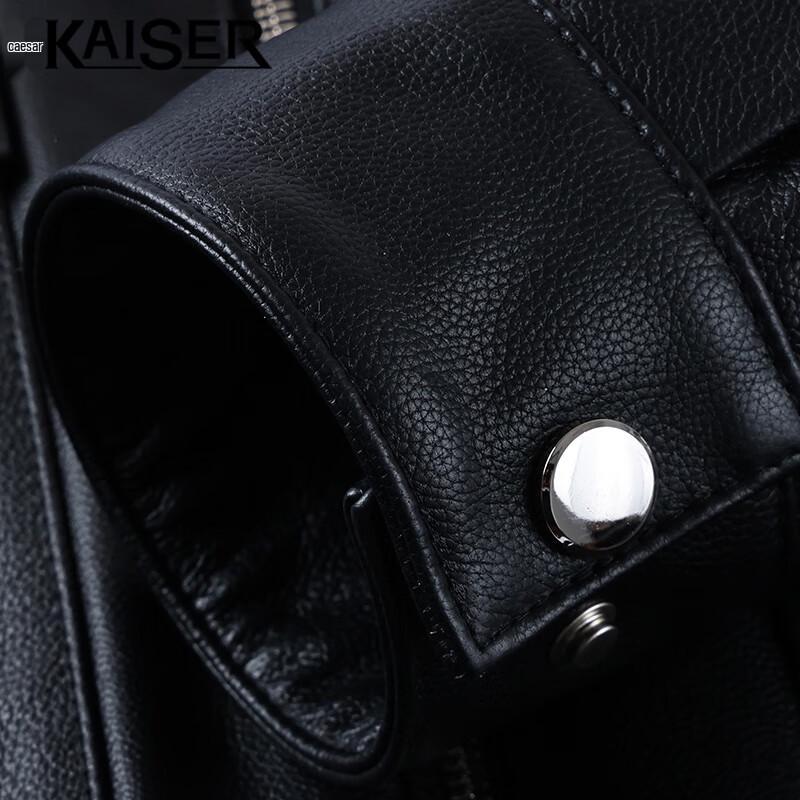 KAISER Men's Genuine Leather Lapel Motorcycle Jacket