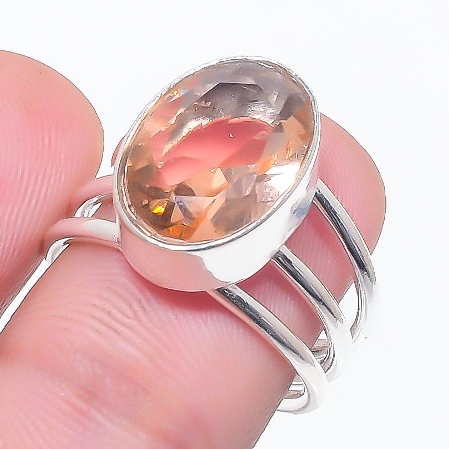 Natural Morganite Gemstone 925 Sterling Silver Jewelry Ring Size 6.5 e3J25