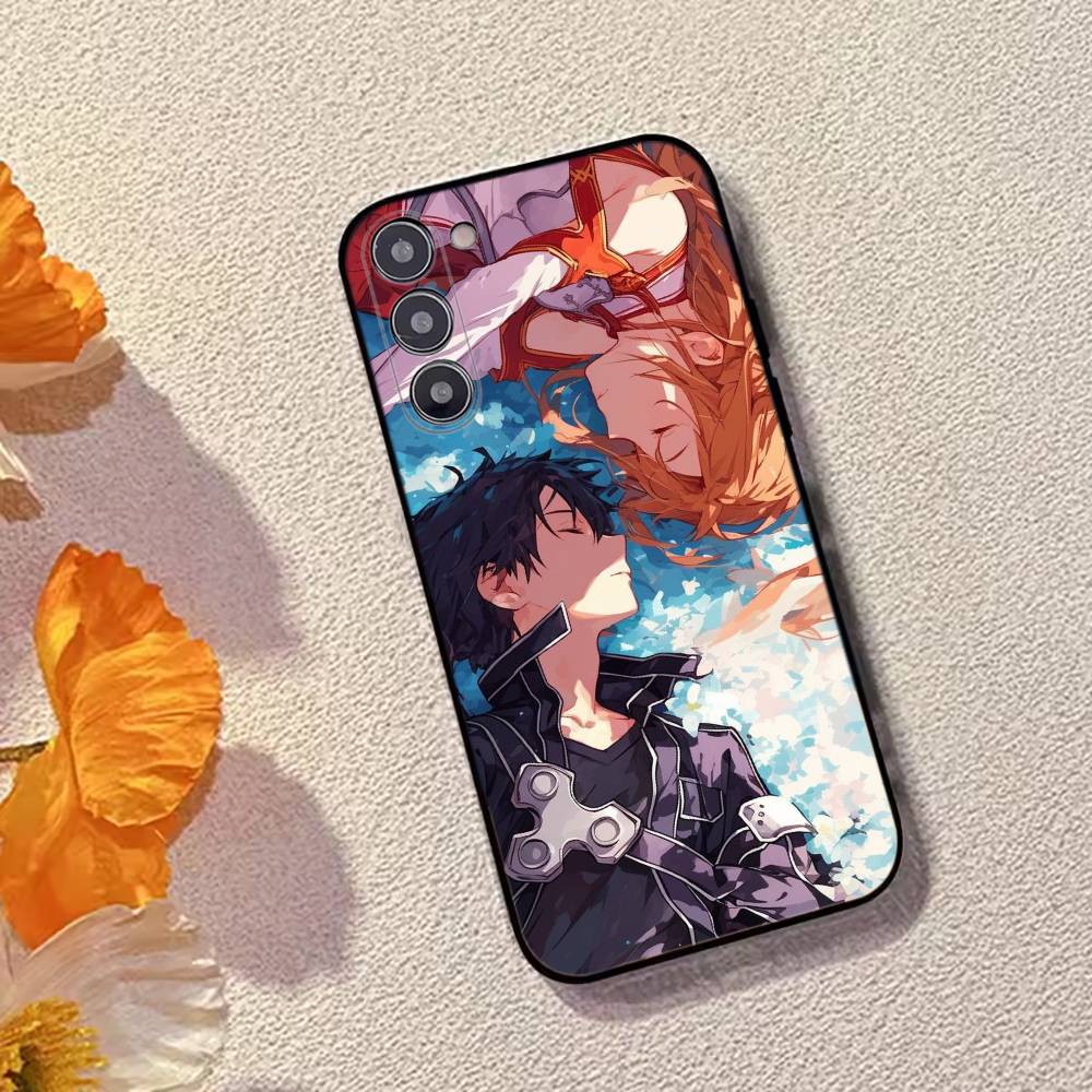 Sword Art Online kirito and asuna Phone Case Black Silicone Soft For Samsung Galaxy A73,A72,A71,A70,A53,A52,A51